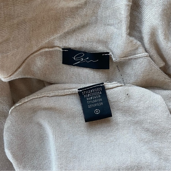 Ivory/Tan rayon/nylon flowing, shawl open front long sleeve cardigan, women’s M - Picture 6 of 6